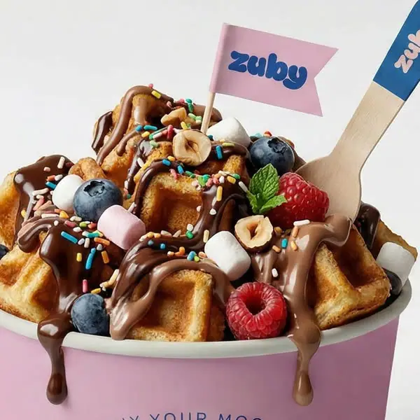 Çikolata soslu waffle kase